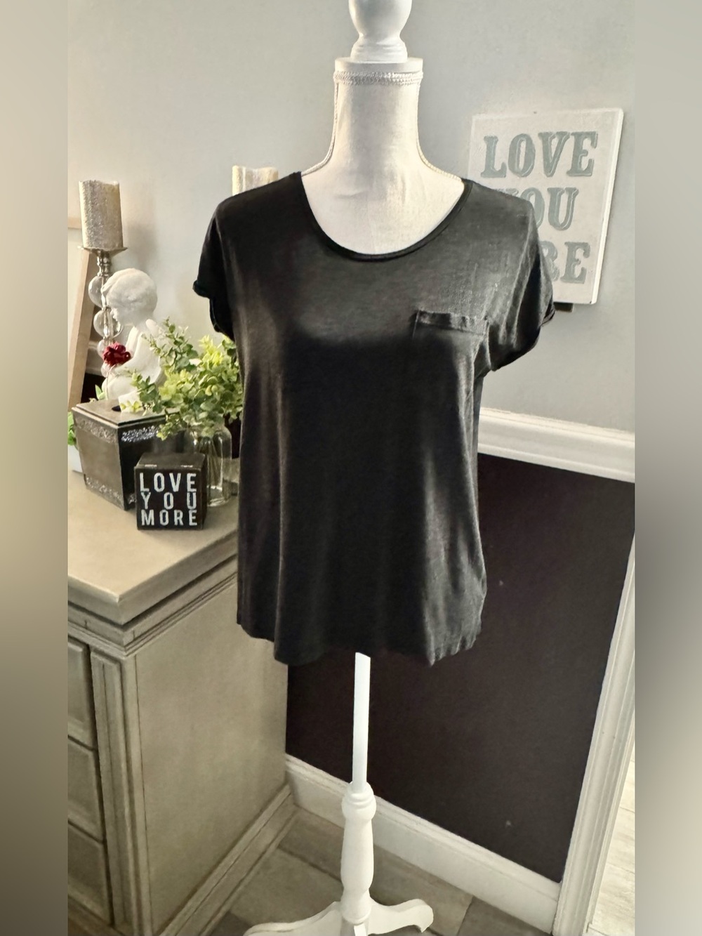 Max Studio Black Modal Pocket Tee M